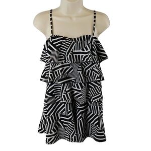 A Shore Fit Black and White Patterned Women Swim One Piece